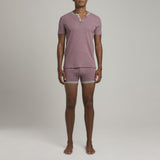 Mens Underwear - Men's Lafayette Short Sleeve Henley - Bordeaux⎪Etiquette Clothiers