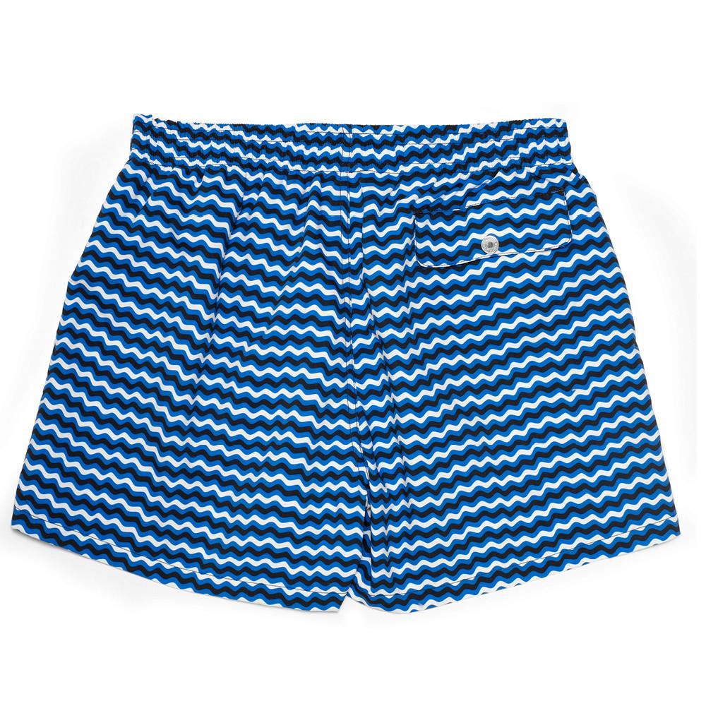 Mens Swimwear - Men's Corsaro Swim Slim Fit Trunk Wave - Dark Blue⎪Etiquette Clothiers