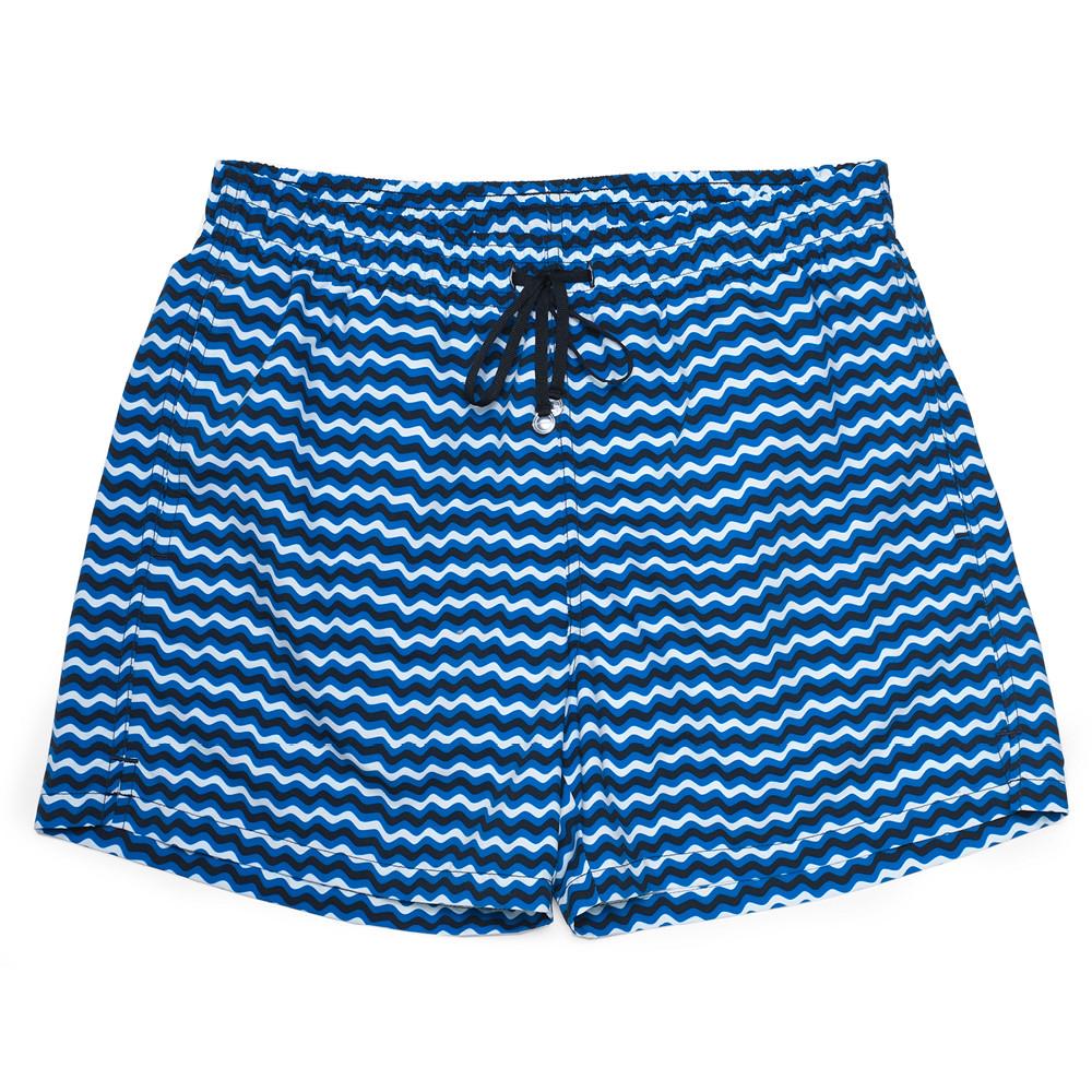 Mens Swimwear - Men's Corsaro Swim Slim Fit Trunk Wave - Dark Blue⎪Etiquette Clothiers