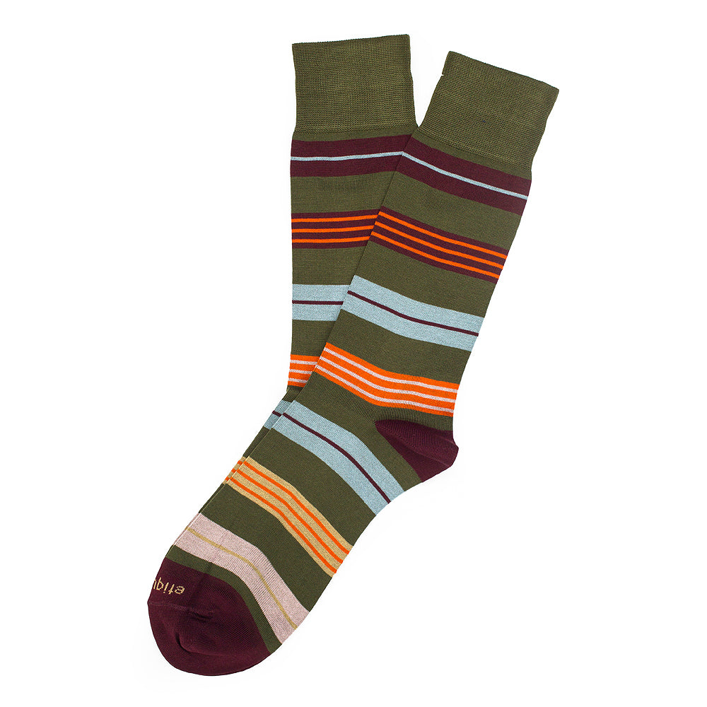 Mens Socks - Amsterdam Stripes Men's Socks - Mushroom⎪Etiquette Clothiers