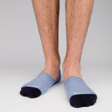 Mens Socks - Men's No Show Socks Needle Stripes - Blue⎪Etiquette Clothiers