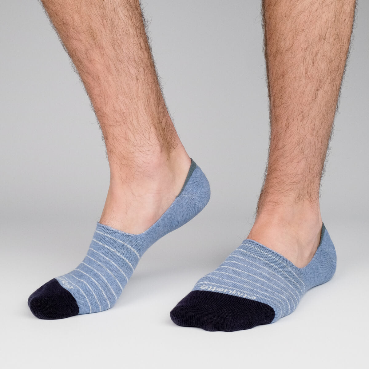 Mens Socks - Men's No Show Socks Needle Stripes - Blue⎪Etiquette Clothiers