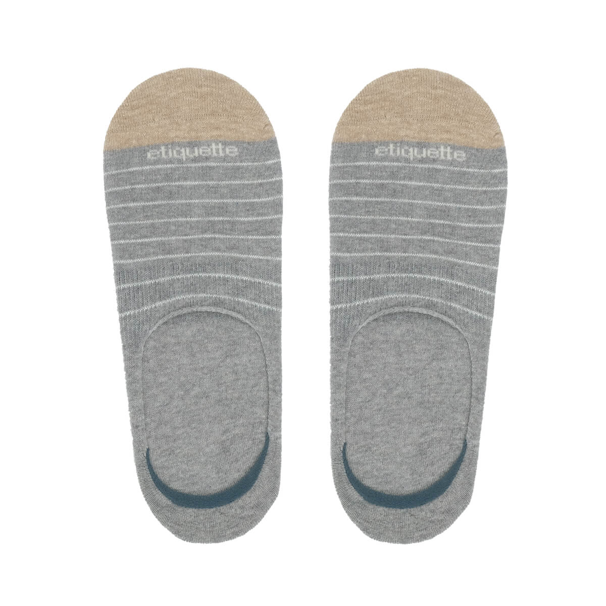 Mens Socks - Men's No Show Socks Needle Stripes - Grey⎪Etiquette Clothiers
