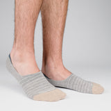 Mens Socks - Men's No Show Socks Needle Stripes - Grey⎪Etiquette Clothiers