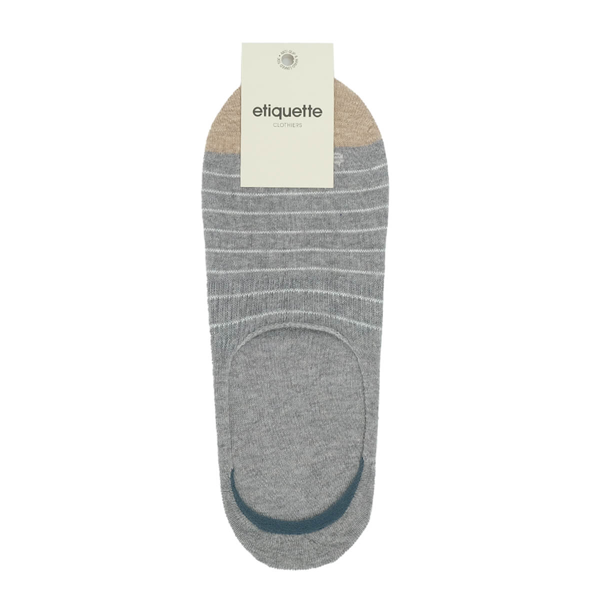 Mens Socks - Men's No Show Socks Needle Stripes - Grey⎪Etiquette Clothiers