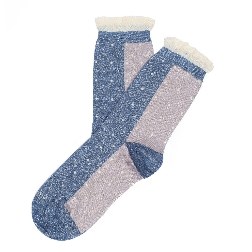 Womens Socks - Multi Dots Women's Socks - Blue Metallic⎪Etiquette Clothiers