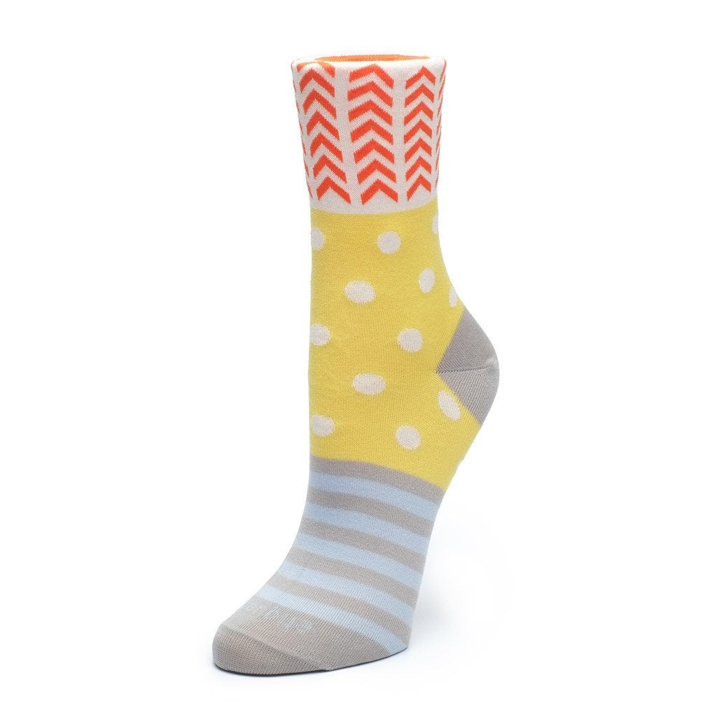 Womens Socks - Mixed Up Women's Socks - Yellow⎪Etiquette Clothiers