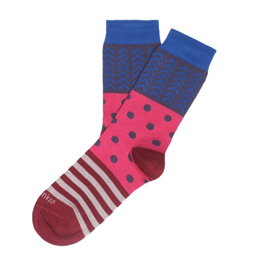 Womens Socks - Mixed Up Women's Socks - Pink⎪Etiquette Clothiers