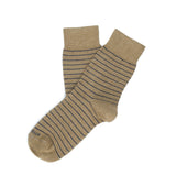 Womens Socks - Needle Stripes Women's Socks - Brown⎪Etiquette Clothiers