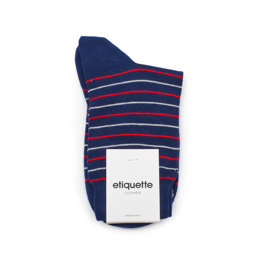 Womens Socks - Needle Stripes Women's Socks - Dark Blue⎪Etiquette Clothiers