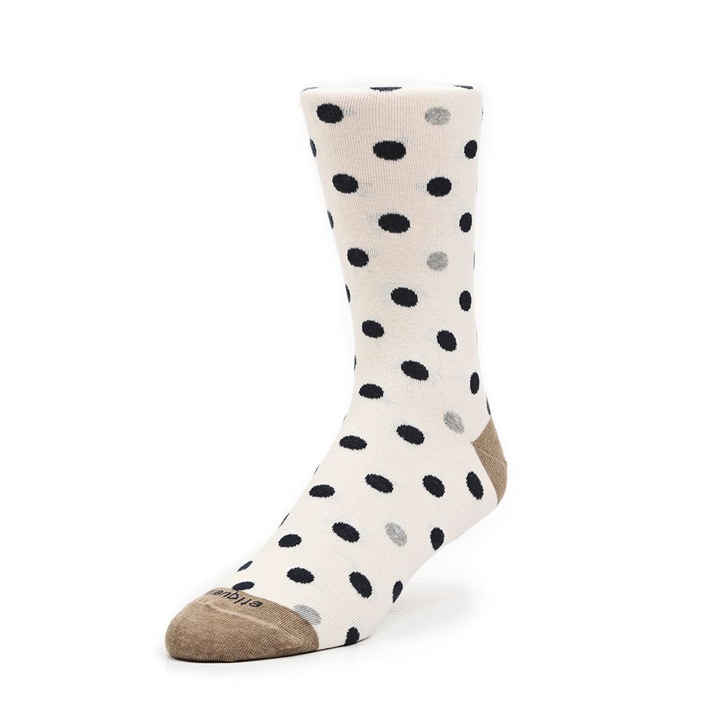 Mens Socks - Mix Polka Men's Socks - Ecru⎪Etiquette Clothiers