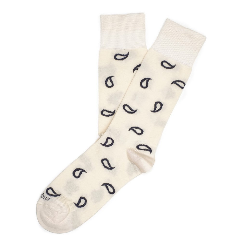 Mens Socks - Paisley Men's Socks - Ecru⎪Etiquette Clothiers