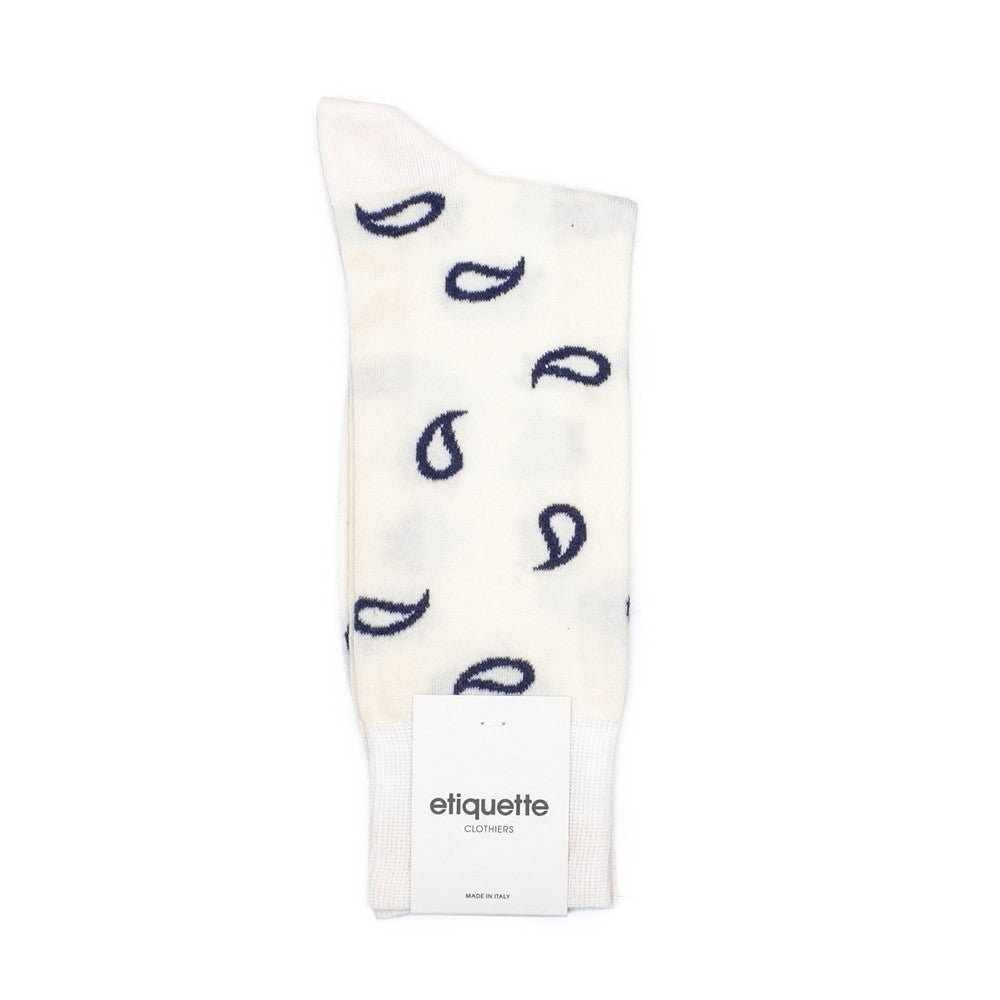 Mens Socks - Paisley Men's Socks - Ecru⎪Etiquette Clothiers